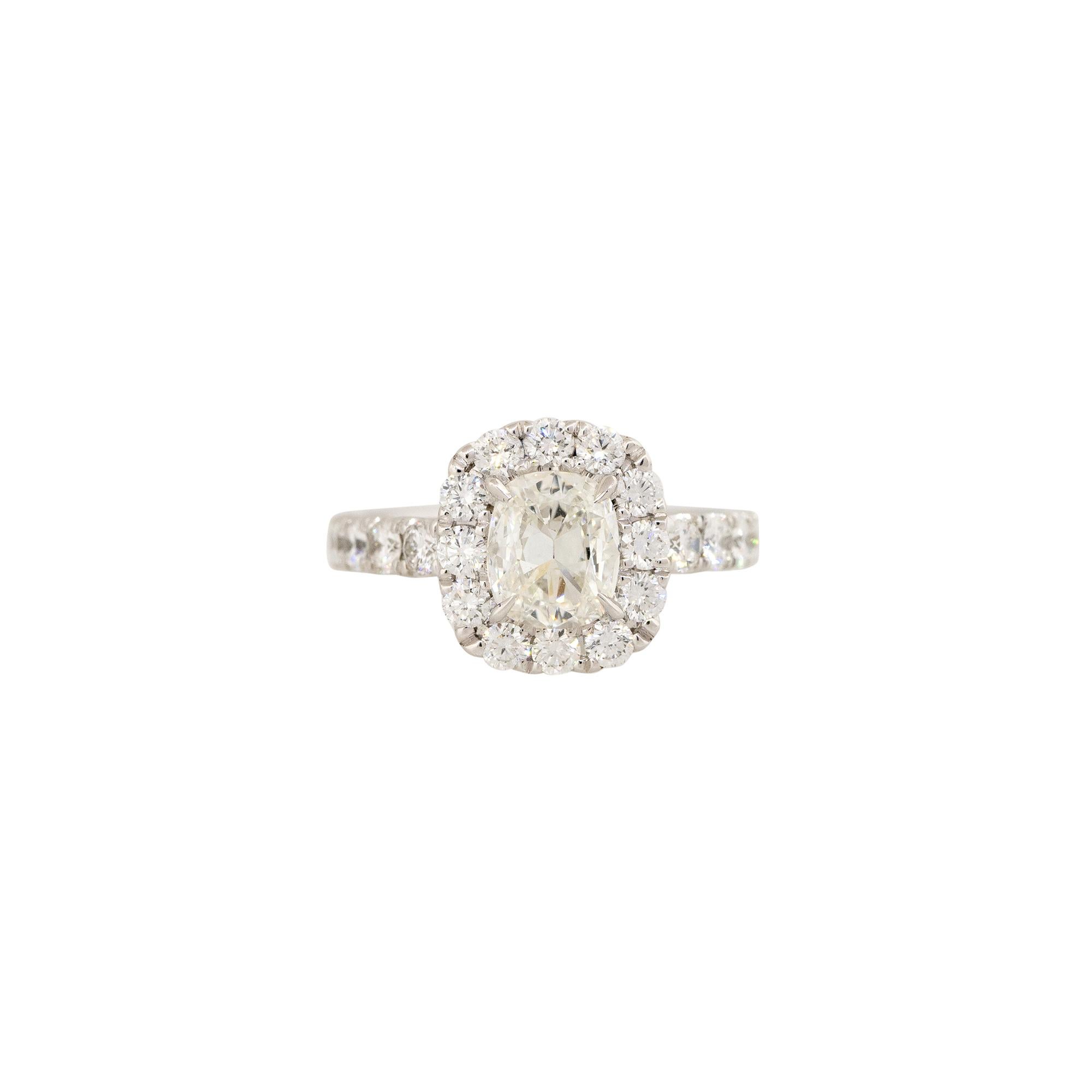 Women's GIA Graded 2.18 Carat Cushion Cut Diamond Engagement Ring 18 Karat In Stock For Sale