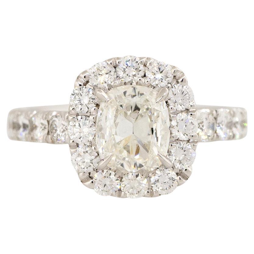 GIA Graded 2.18 Carat Cushion Cut Diamond Engagement Ring 18 Karat In Stock For Sale