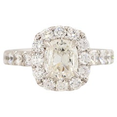 GIA Graded 2.18 Carat Cushion Cut Diamond Engagement Ring 18 Karat In Stock