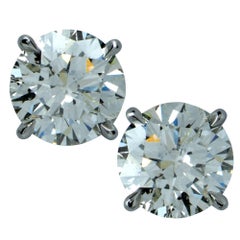 GIA Graded 2.42 Carat Diamond Solitaire Stud Earrings