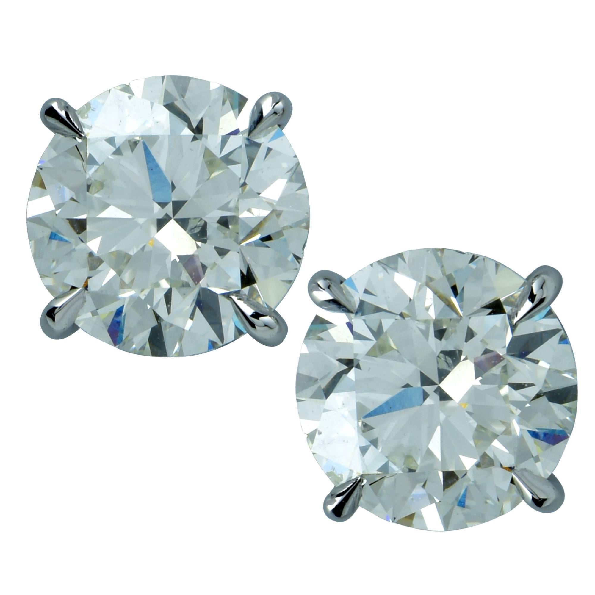 GIA Graded 3.01 Carat Diamond Solitaire Stud Earrings