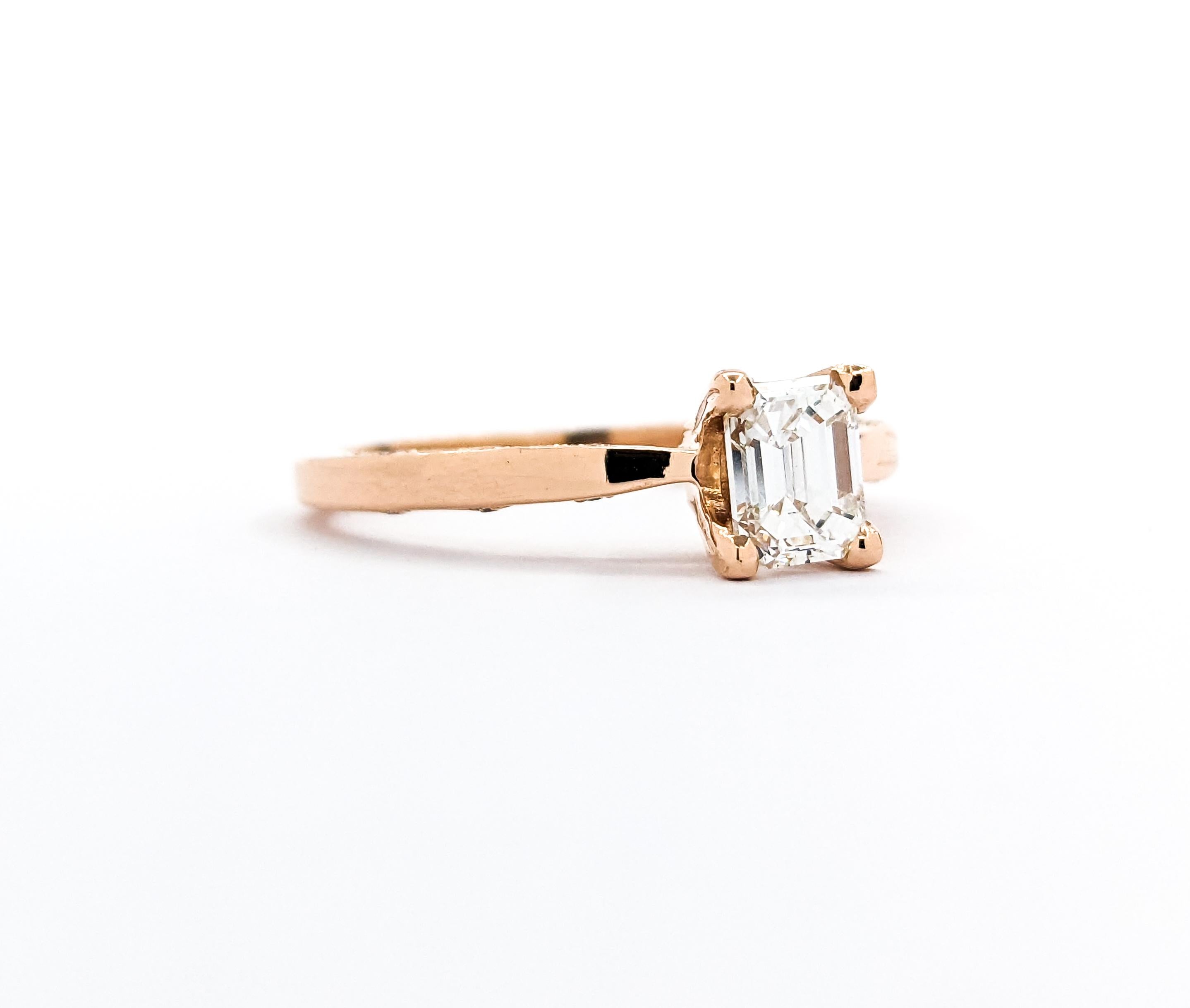 GIA Graded .75ctw Smaragd Form Diamant Tacori Ring in 18kt Rose Gold 7