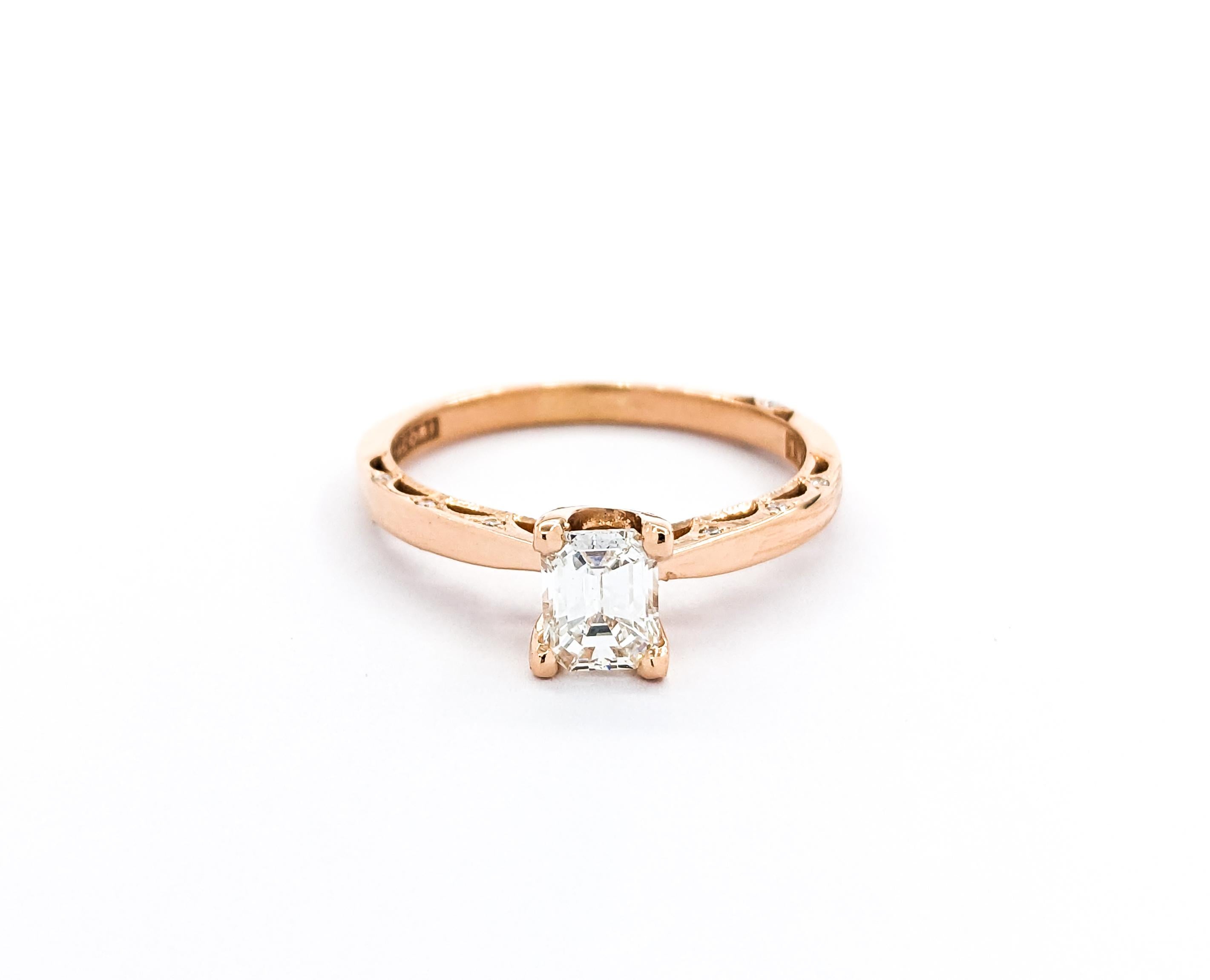 GIA Graded .75ctw Smaragd Form Diamant Tacori Ring in 18kt Rose Gold 8