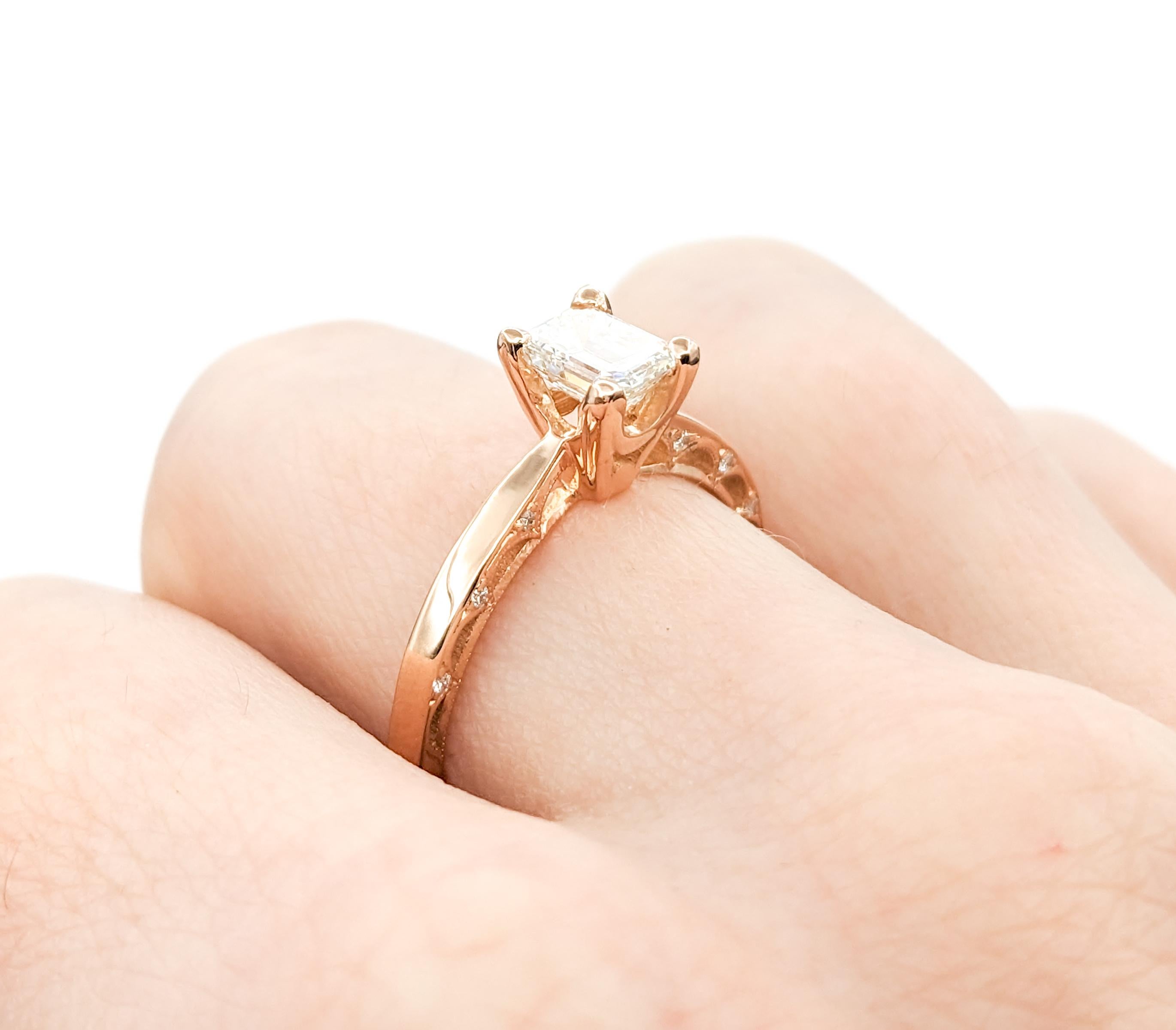 GIA Graded .75ctw Smaragd Form Diamant Tacori Ring in 18kt Rose Gold (Smaragdschliff)