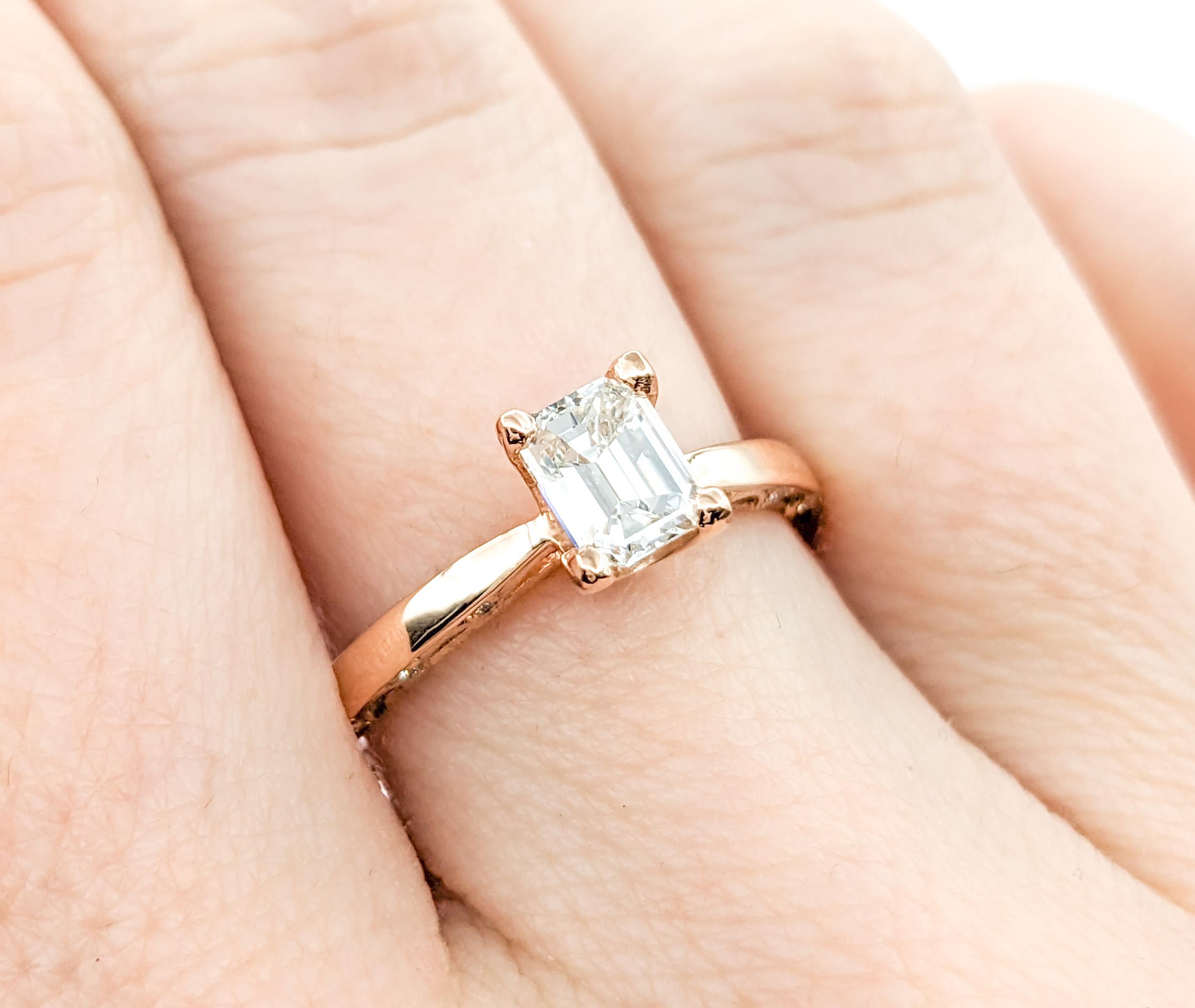 GIA Graded .75ctw Smaragd Form Diamant Tacori Ring in 18kt Rose Gold Damen