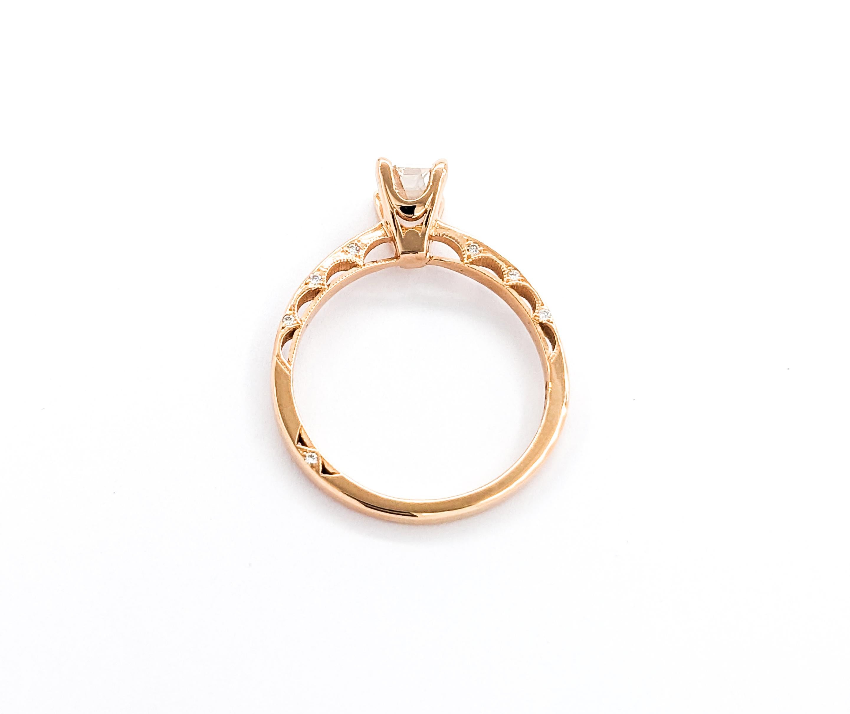 GIA Graded .75ctw Smaragd Form Diamant Tacori Ring in 18kt Rose Gold 3