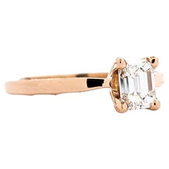 GIA Graded .75ctw Smaragd Form Diamant Tacori Ring in 18kt Rose Gold