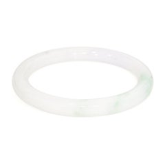 GIA Graded Jadeite Jade Variegated Green and White Bangle Bracelet