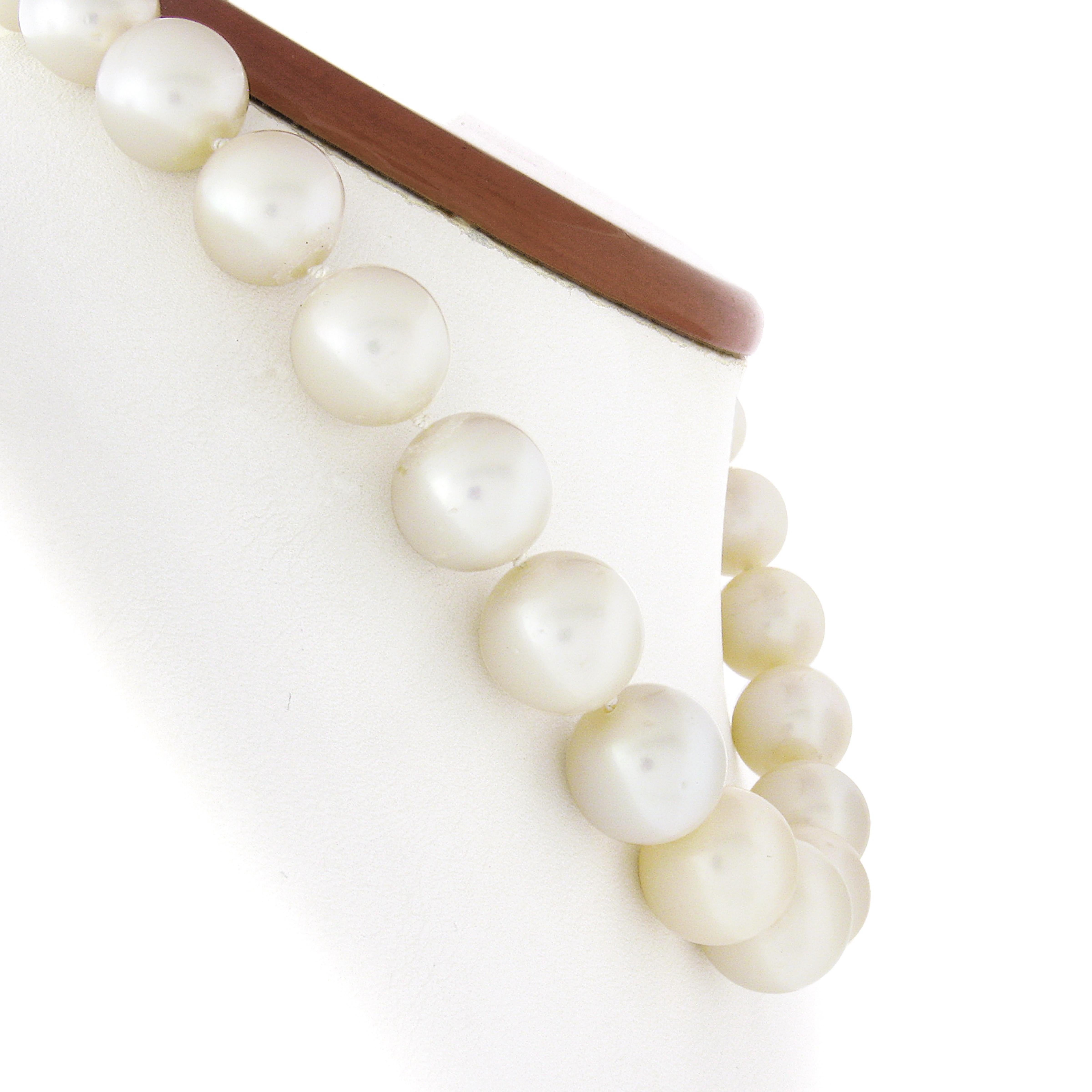 Bead GIA Graduated South Sea Saltwater Pearl Strand Necklace & 14k Gold Diamond Clasp For Sale