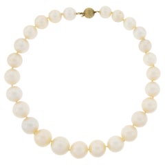 GIA Graduated South Sea Saltwater Pearl Strand Necklace & 14k Gold Diamond Clasp