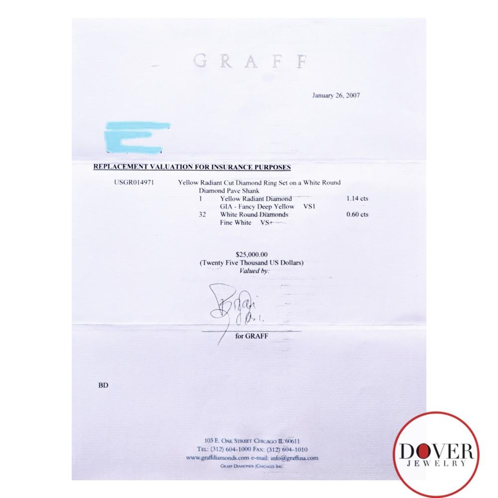 GIA Graff Natural Fancy Yellow Diamond 18K Yellow Gold Engagement Ring 3