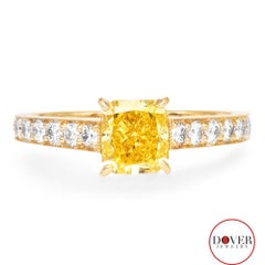 GIA Graff Natural Fancy Yellow Diamond 18K Yellow Gold Engagement Ring