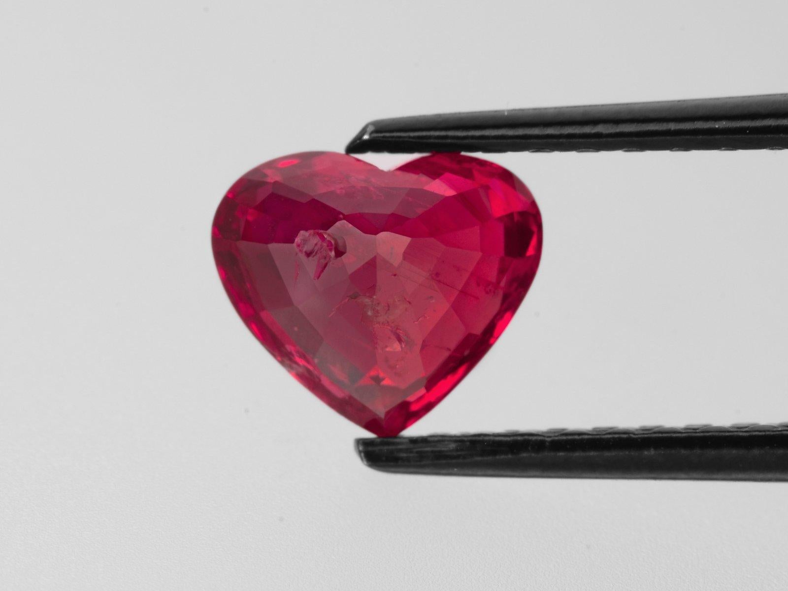 Heart Cut GIA GRS Certified 3 Carat Heart Shape Vivid Red Ruby Diamond Ring For Sale