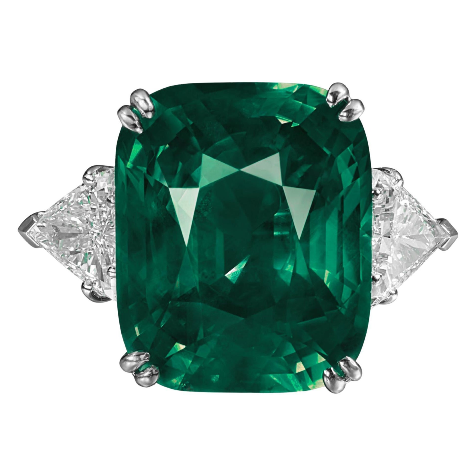 GIA / GRS Certified 4.50 Carat Vivid Green Emerald
Trillion Diamond Platinum R