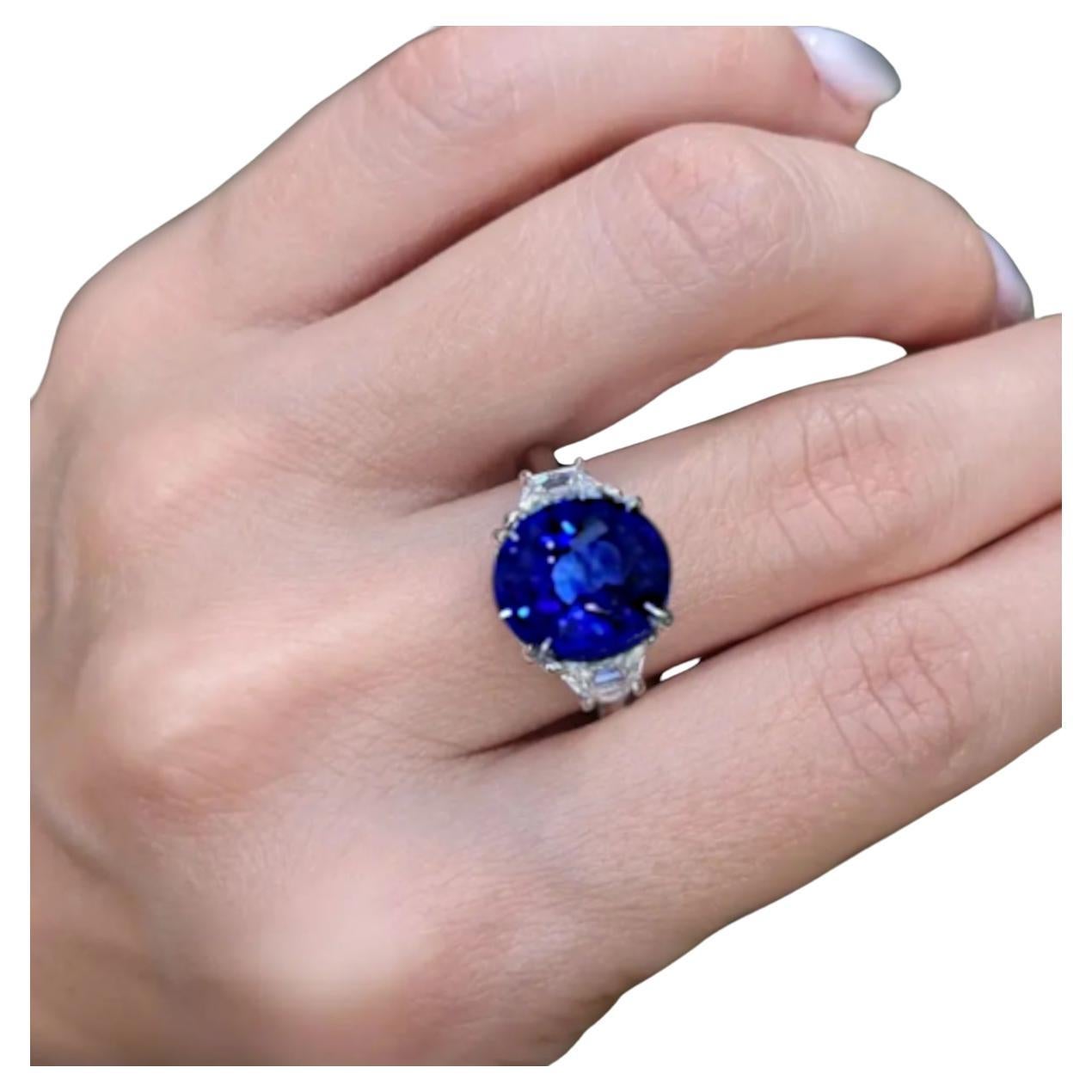 GIA GRS IGI Certified 3.60 Carat Kashmir No Heat Blue Sapphire Diamond Ring For Sale