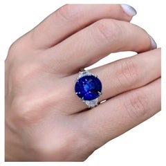 GIA GRS IGI Certified 3.60 Carat Kashmir No Heat Blue Sapphire Diamond Ring