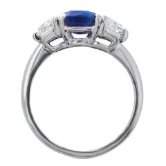 GIA GRS Switzerland Certified Oval Blue No Heat Ceylon Diamond Ring