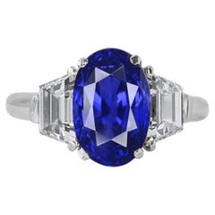 GIA GRS Schweiz zertifizierter ovaler blauer unbehandelter Ceylon-Diamantring