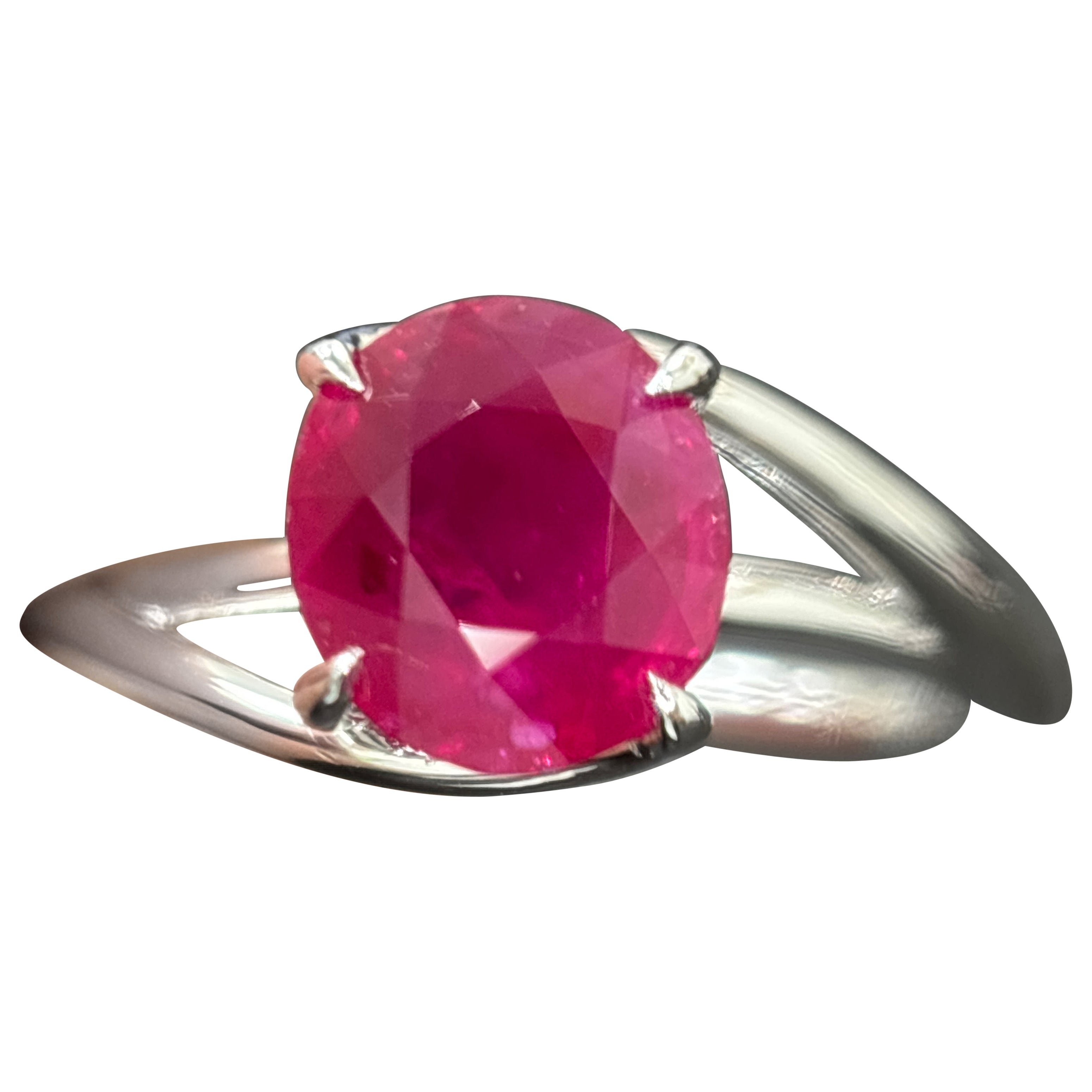 GIA Gubelin zertifiziert 2,78 Karat Burma Mogok keine Hitze Rubin Platin Ring