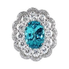 GIA, Gubelin & GRS Certified 3.16 Carat Floral Brazilian Paraiba Tourmaline Ring