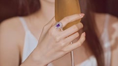 GIA/Guild 18K 2.07 Ct Dual-Used Vivid Lavender Sapphire Engagement Ring&Necklace
