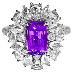 GIA/Guild 18K 2.07 Ct Dual-Used Vivid Lavender Sapphire Engagement Ring&Necklace