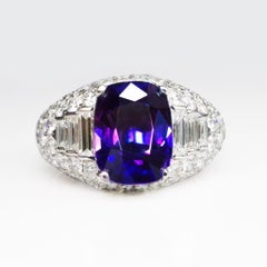 GIA/Guild 18K 6.01 Ct Unerhitzte Farbe verändert Saphir&Diamant Verlobungsring