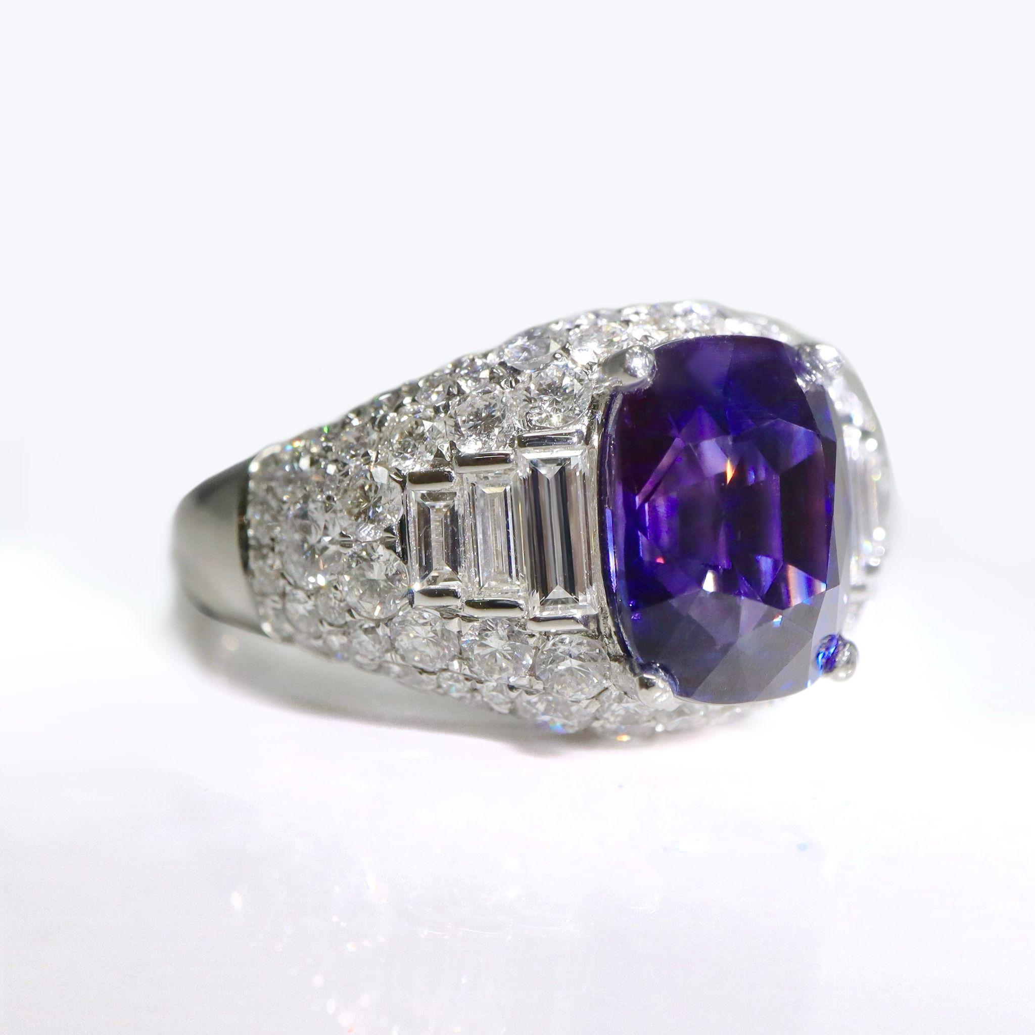 GIA/Guild 18K 6.01 Ct Unheated Color Changed Sapphire&Diamond ...