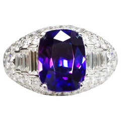 GIA/Guild 18K 6.01 Ct Unerhitzte Farbe verändert Saphir&Diamant Verlobungsring