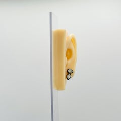 GIA Half Carat Each Diamond Pear Shape Earrings in Black Rhodium & 18K Gold