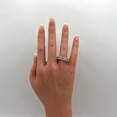 GIA Half Carat Each Emerald Cut Diamond Eternity Band Ring in 18K White Gold