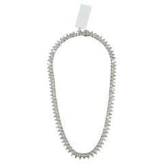 GIA Half Carat Each Pear Shape Diamond Tennis Necklace in 18K White Gold