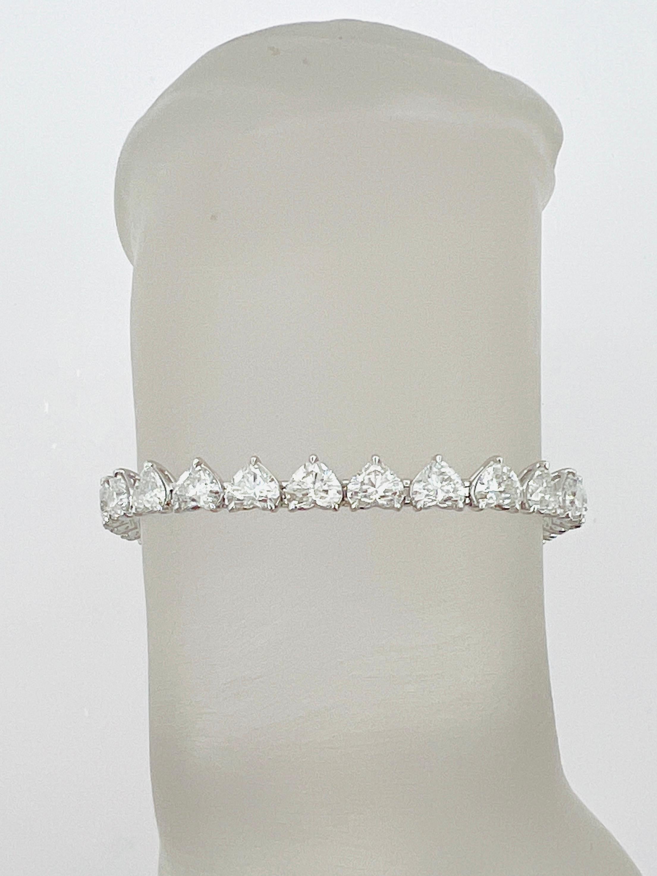 Heart Cut GIA Half Carat Each White Diamond Heart Tennis Bracelet in 18K White Gold For Sale