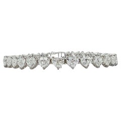 GIA Pulsera de tenis con medio quilate de cada diamante blanco en forma de corazón en oro blanco de 18 quilates