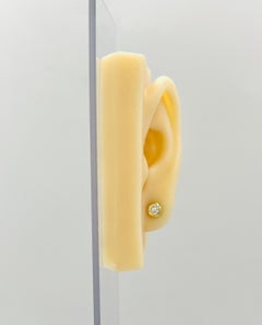 GIA Half Carat Each White Diamond Round Bezel Stud Earrings in 18K Yellow Gold