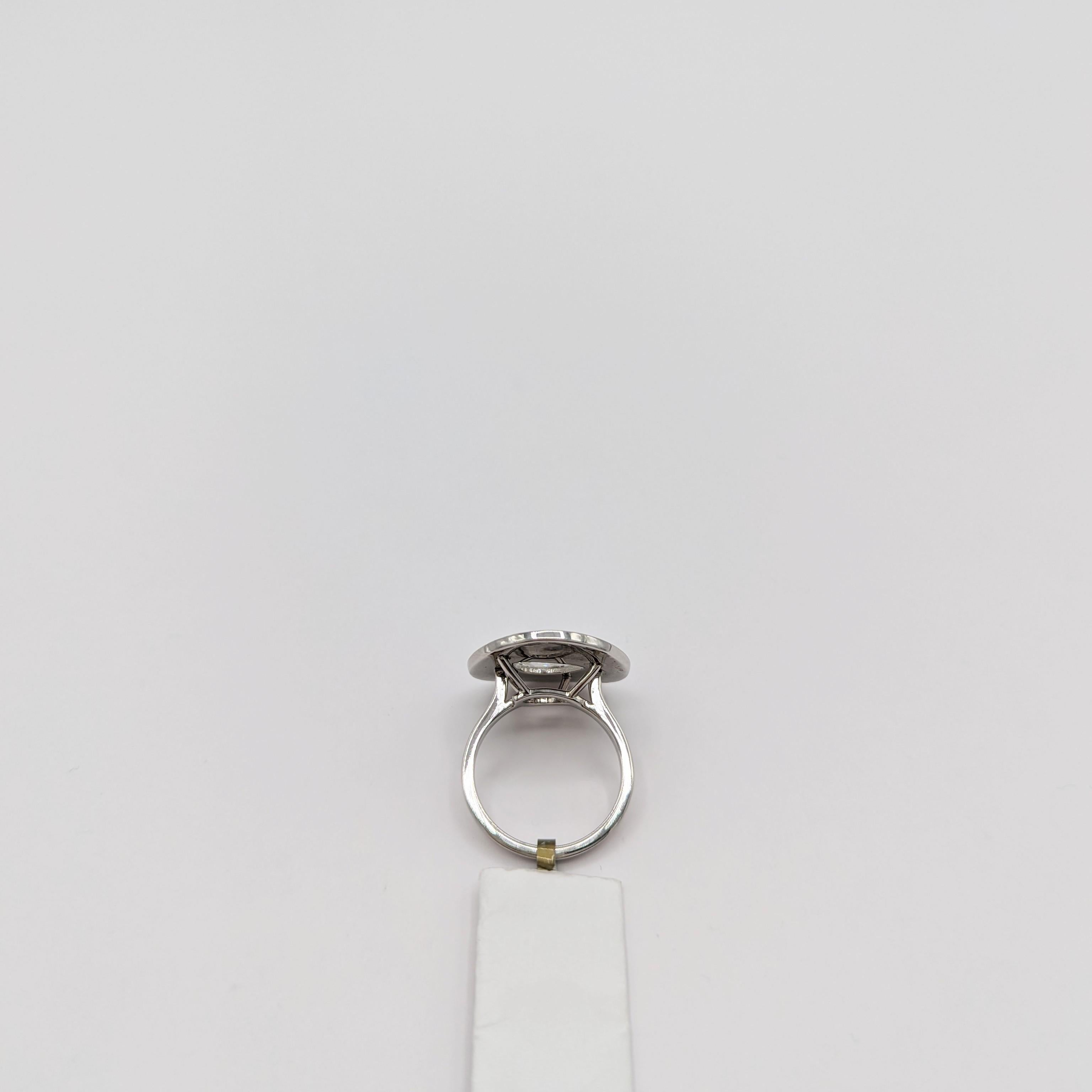 GIA Halbmond Weißer Diamant-Rosenschliff-Ring aus Platin für Damen oder Herren im Angebot