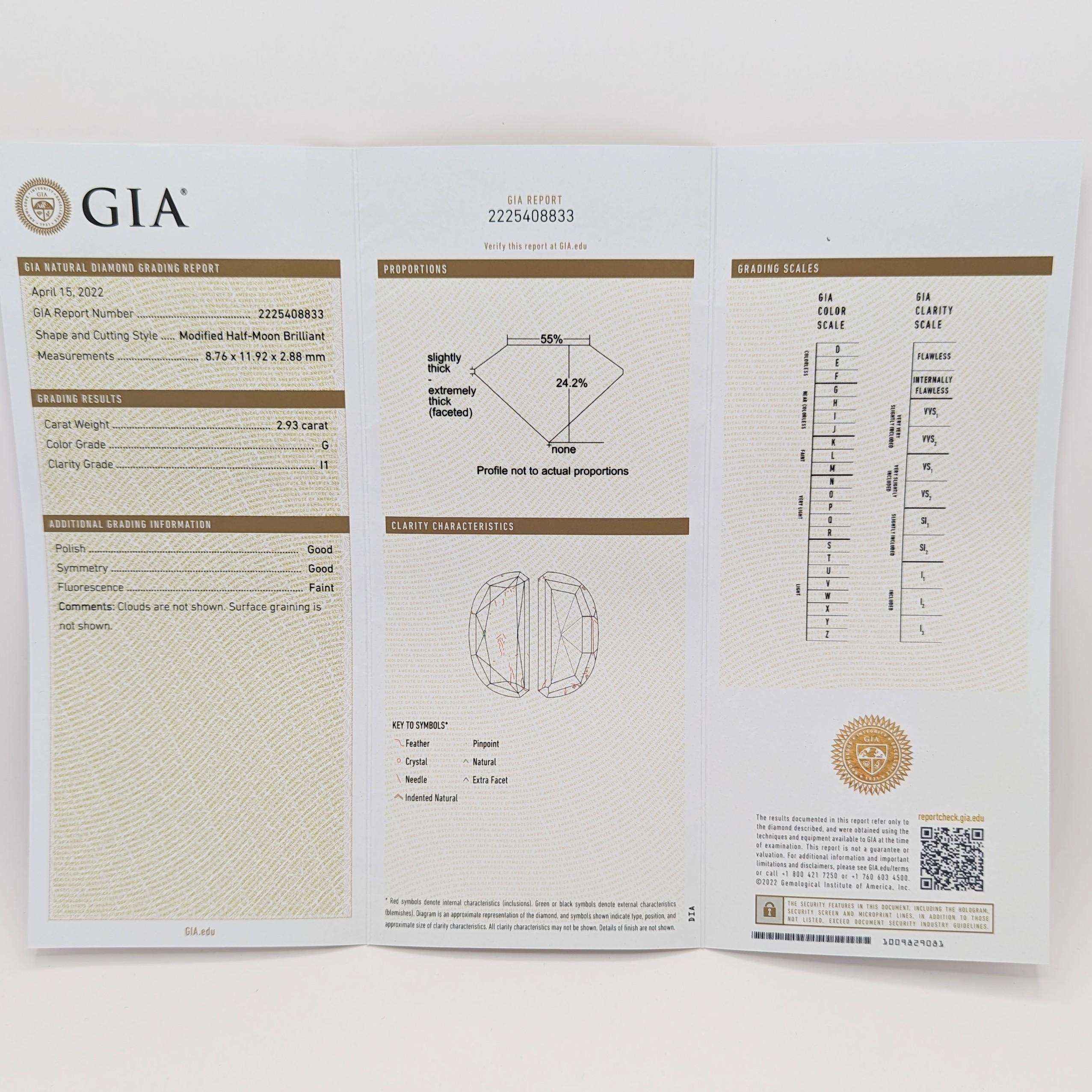 GIA Halbmond Weißer Diamant-Rosenschliff-Ring aus Platin im Angebot 2