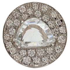 GIA Half Moon White Diamond Rosecut Ring in Platinum