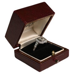 Platinum and Diamond Halo Ring. GIA 1ct Asscher Cut Diamond Engagement Ring JVS2