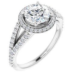 GIA Halo Split Shank Round Brilliant Engagement Ring White Gold 1.27 Carat GIA Halo Split Shank Round Brilliant Engagement Ring White Gold 1.27 Carat
