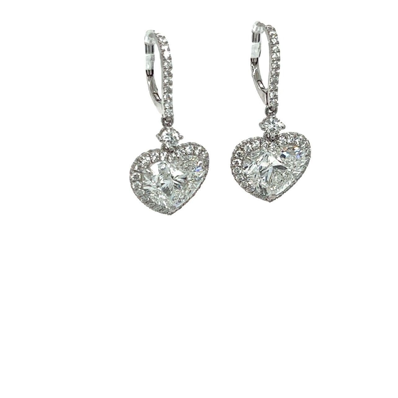 GIA,  7 Carat Diamond Dangle Earrings In New Condition For Sale In Beverly Hills, CA