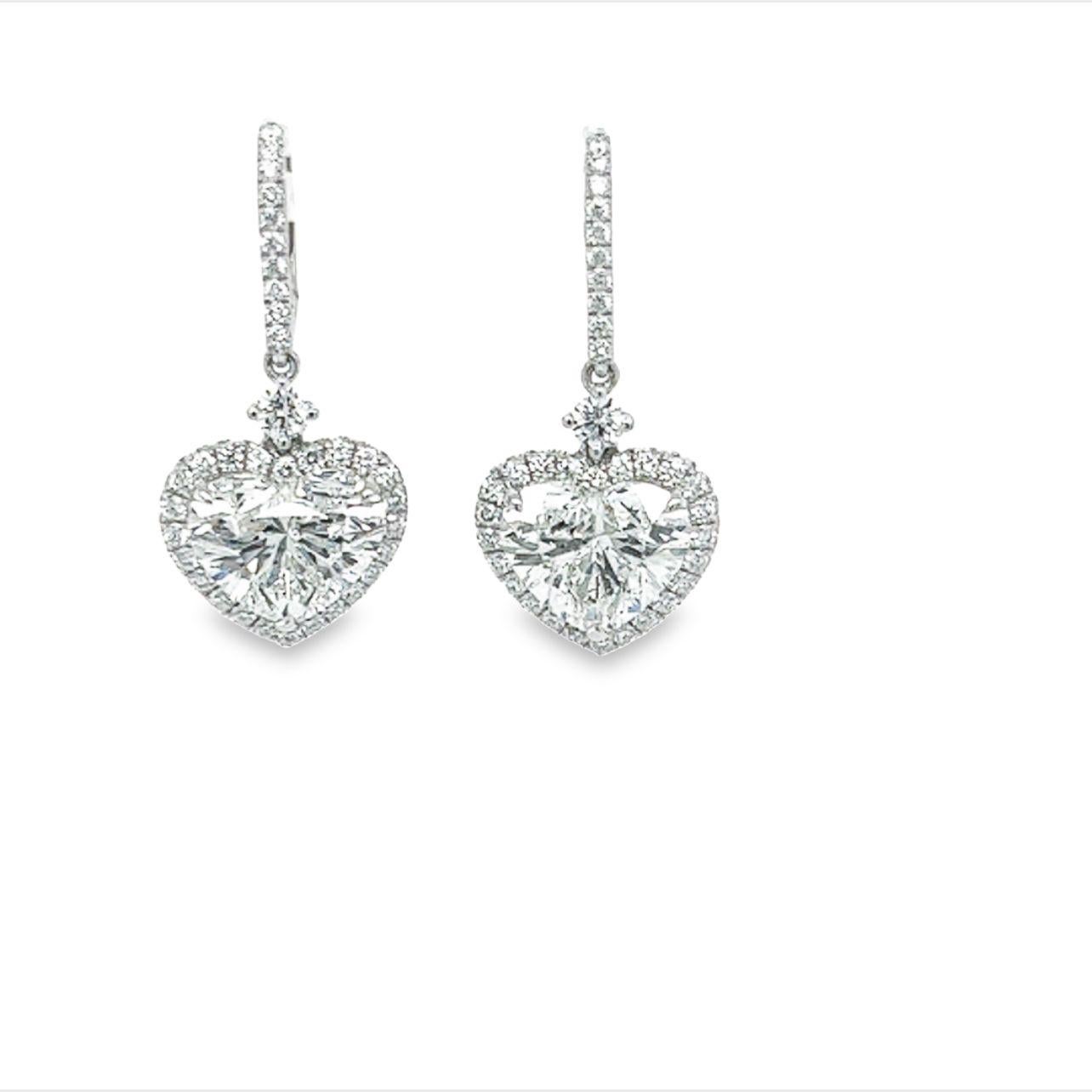 GIA,  7 Karat Diamant-Baumel-Ohrringe im Angebot 1