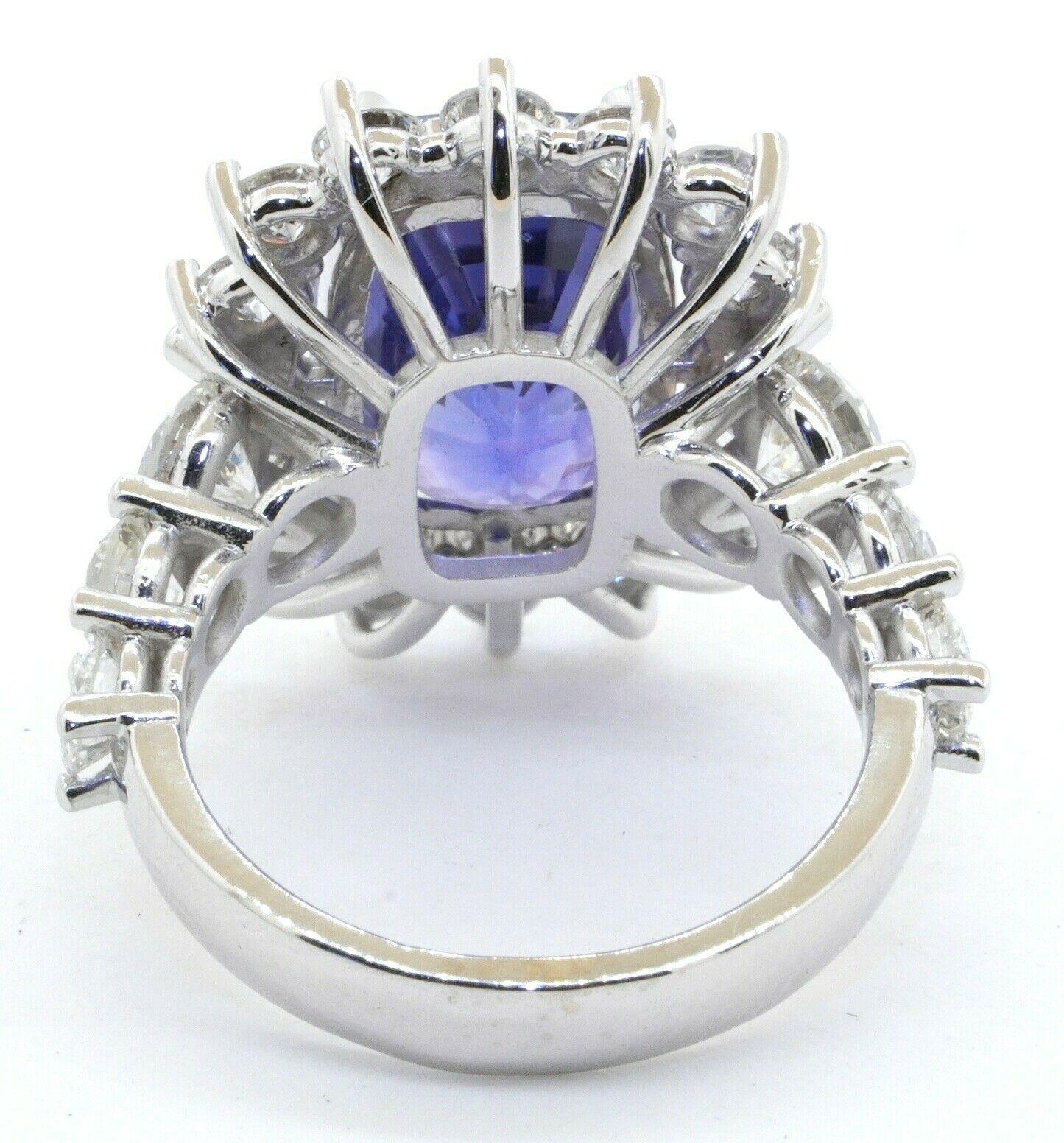 GIA heavy 18K WG 13.69CTW VS diamond/No Heat Ceylon sapphire cocktail ring size 7. This extraordinary piece of jewelry is crafted in beautiful 18K white gold and features a GIA certified genuine natural approx. 10.16CT (14.19 X 9.55 X 7.75mm)