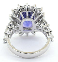 GIA heavy 18k WG 13.69CTW VS Diamond/No Heat Ceylon Sapphire Cocktail Ring