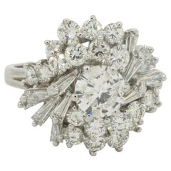 GIA Heavy Platinum 3.93CT VS Diamond Cluster Cocktail Ring W/1.01CT Ctr