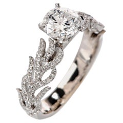 GIA Hidalgo Diamond D-VS1  Fire Flame Band Engagement 18k Gold Ring