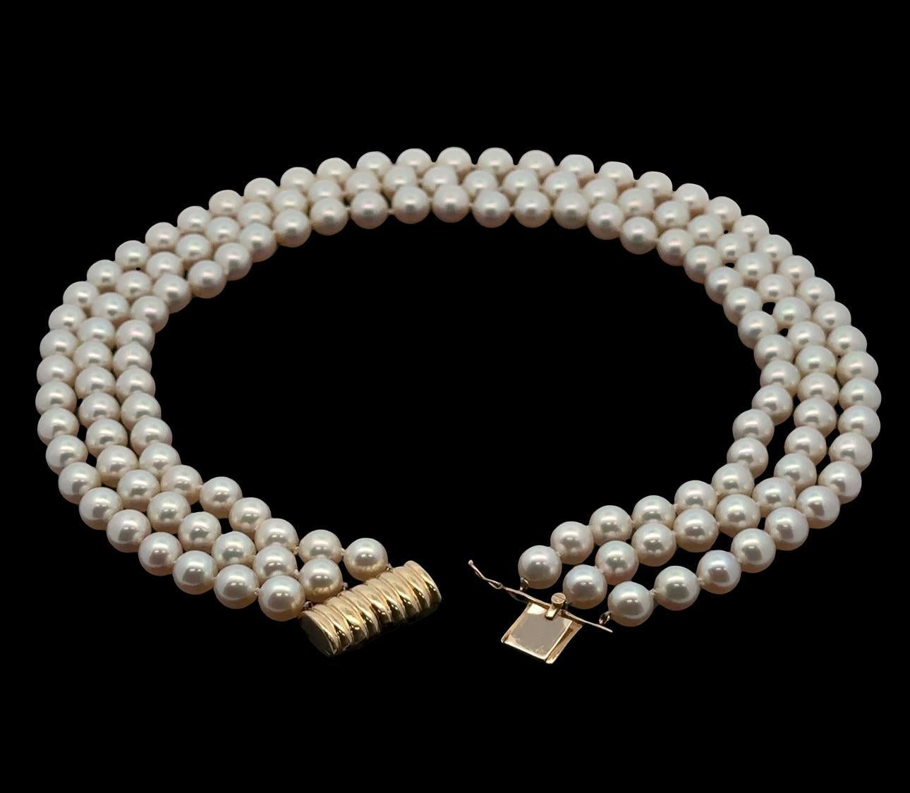 GIA High Quality 7.96-8.49mm Akoya Pearl 3 Strand 16