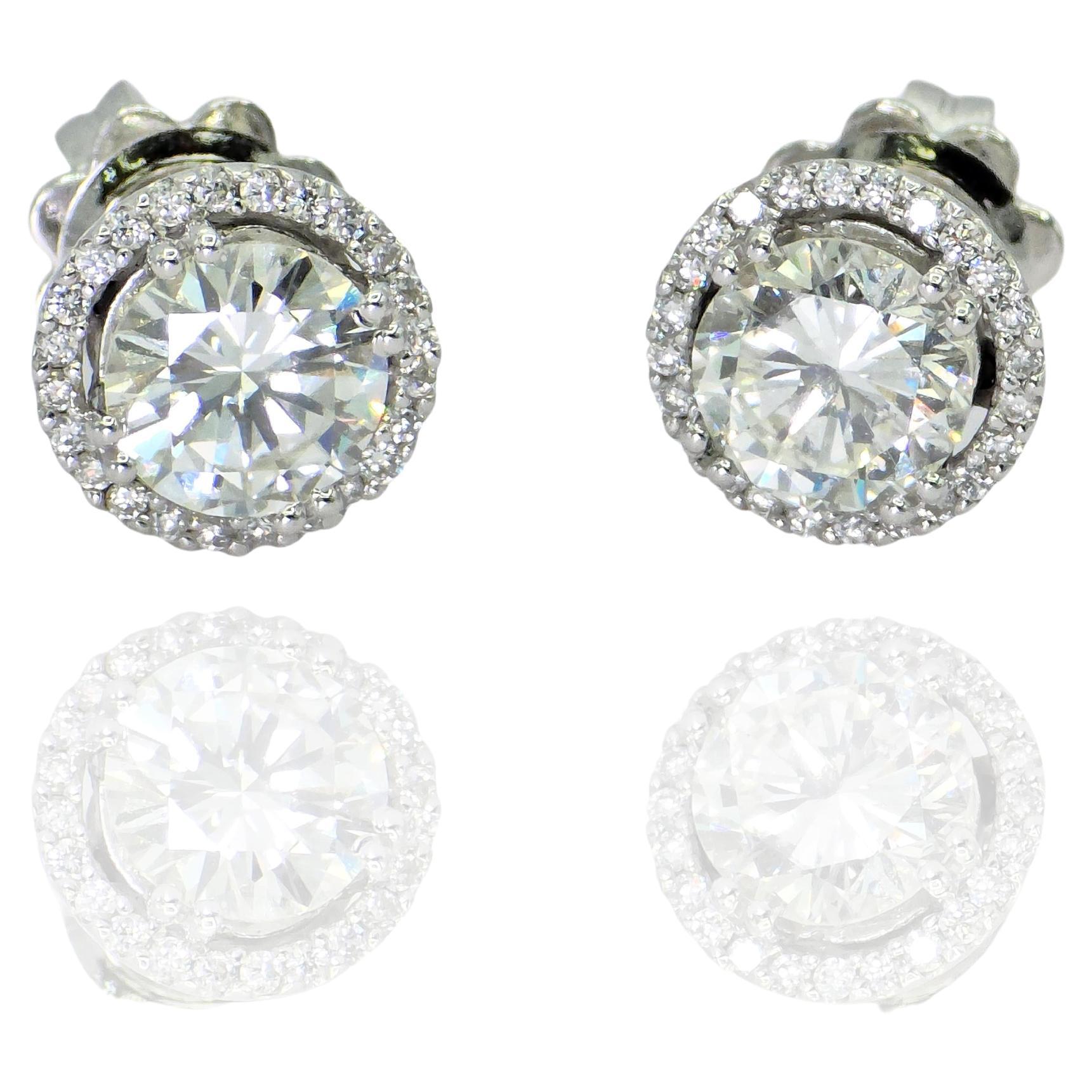 GIA Hilo Stud Pendiente Diamante Natural Blanco Oro 18k