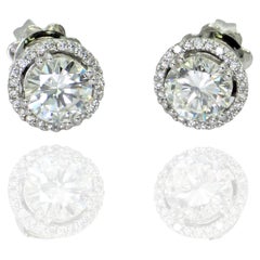 GIA Hilo Stud Pendiente Diamante Natural Blanco Oro 18k