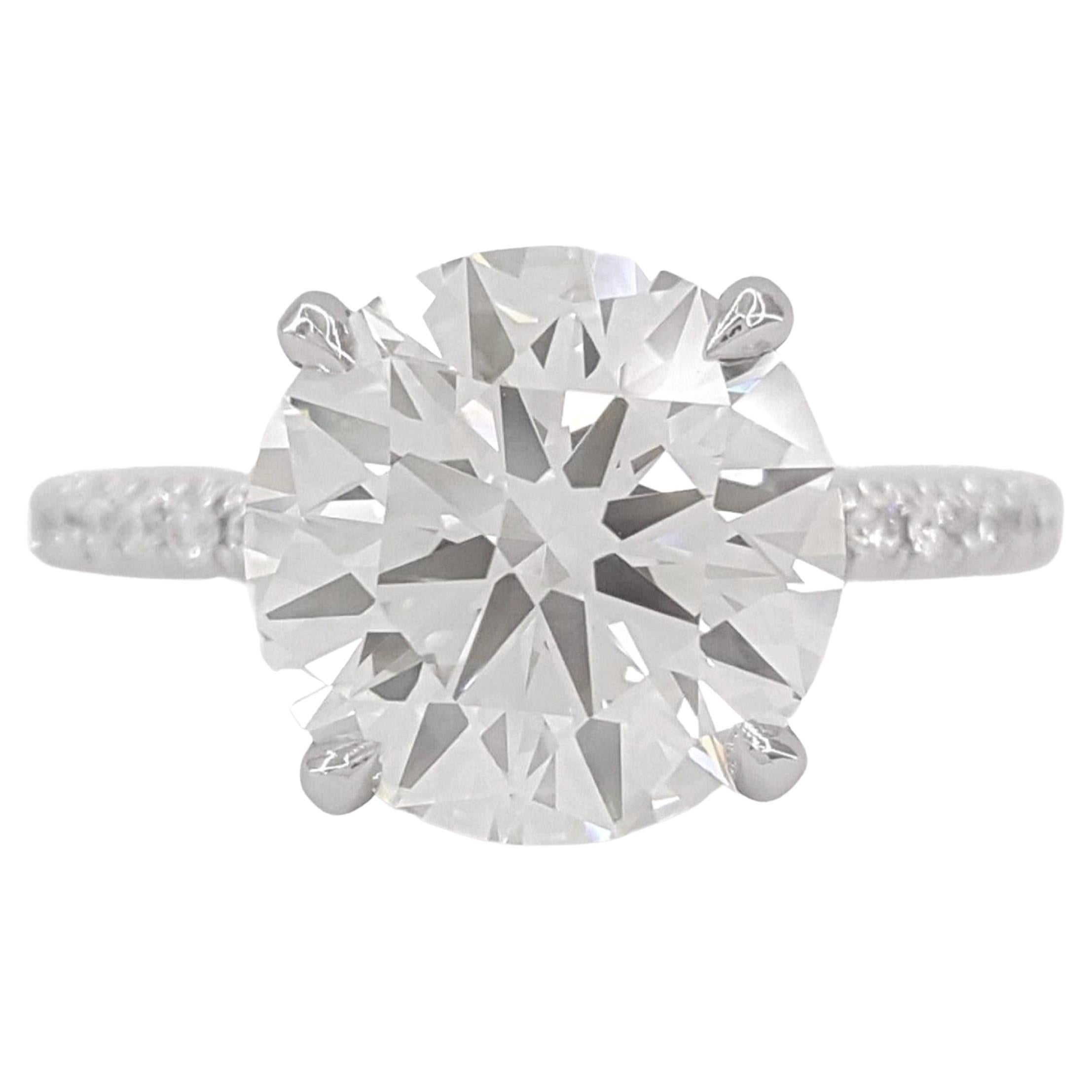 GIA Ideal Cut Round Diamond 3 Carat Diamond Ring For Sale